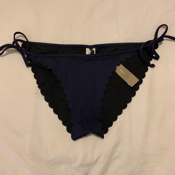 J. Crew Other - NWT J.Crew scalloped bikini bottoms//large//navy